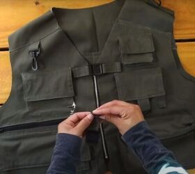 how to make a utility vest with multiple pockets, Sewing the closings to the vest