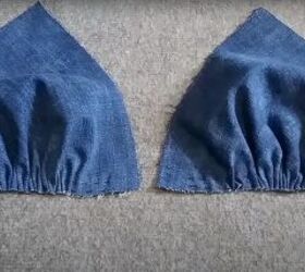 how to make a cute diy denim crop top out of a pair of old jeans, Making cups for the DIY crop top