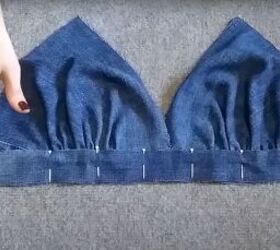 how to make a cute diy denim crop top out of a pair of old jeans, DIY denim crop top tutorial