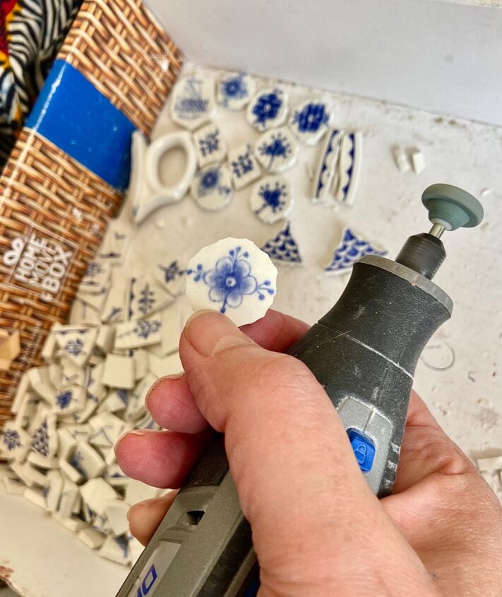 how to create a one of a kind ceramic pendant from your old plates, Rotary sander