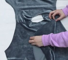 how to make a velvet dress from scratch without a pattern, Pinning the sleeve to the armhole