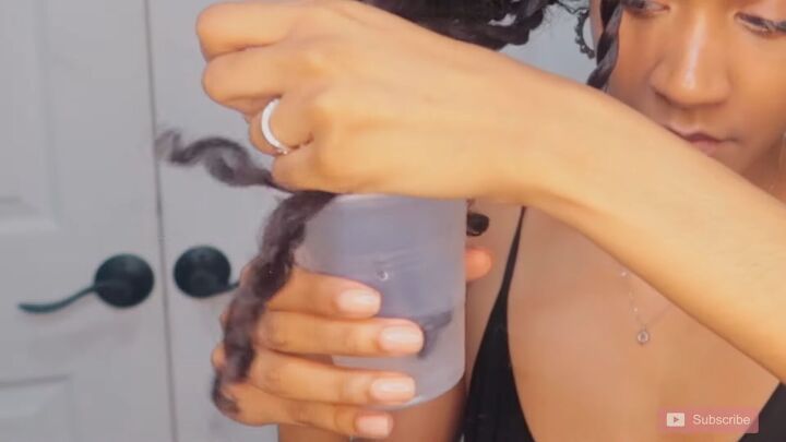 how to get the juiciest mini twists on long natural hair, Dipping the mini twist ends into cold water