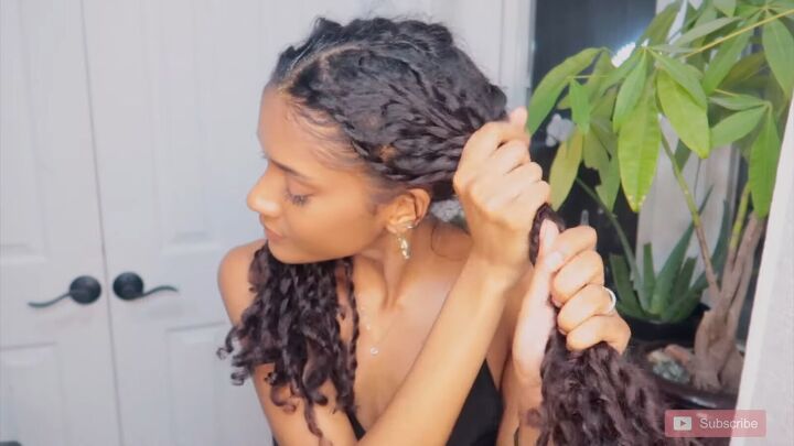 how to get the juiciest mini twists on long natural hair, Running the oil through the twists for shine