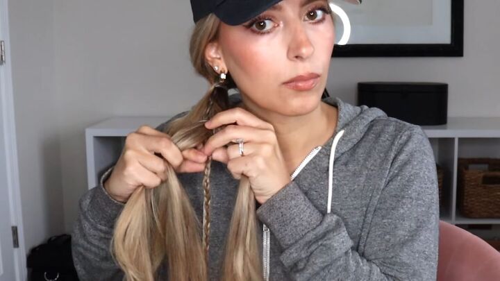 4 easy unique ways to wear a baseball cap with braids, Crossing the sections under and over