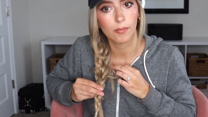4 easy unique ways to wear a baseball cap with braids, How to create a faux six strand braid