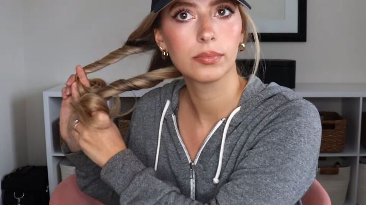 4 easy unique ways to wear a baseball cap with braids, Twisting hair away rom the face
