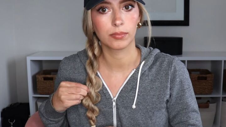 4 easy unique ways to wear a baseball cap with braids, Pulling at the rope braid for texture
