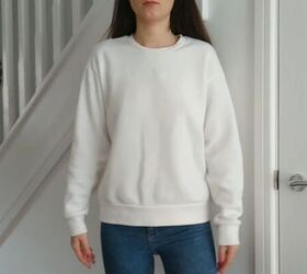 4 quick easy thrift flip ideas for your old or unworn clothes, Plain white sweatshirt