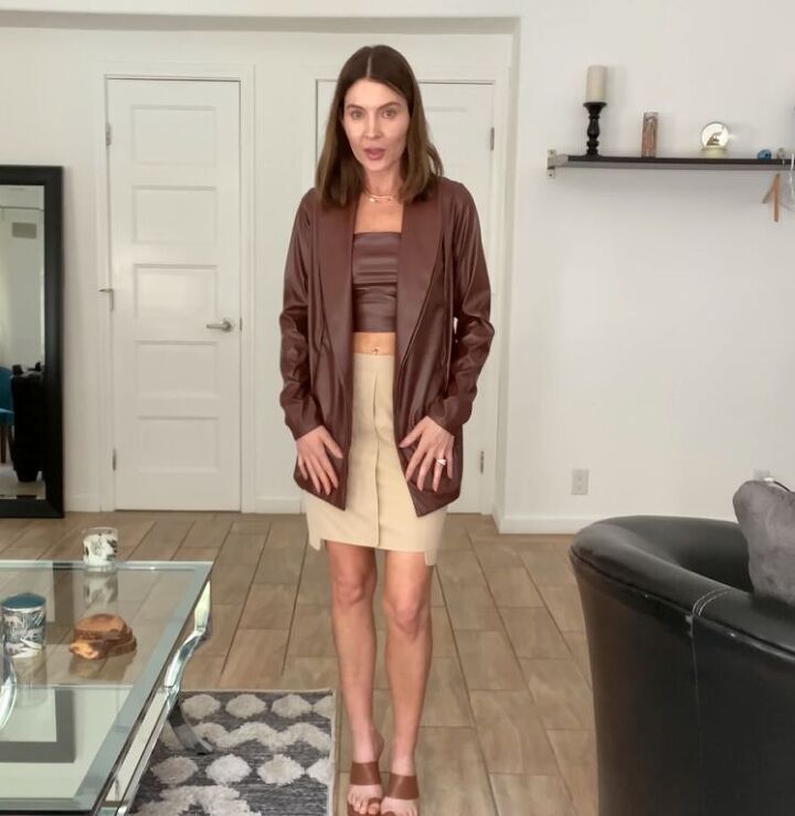 7 affordable outfits inspired by rosie huntington whiteley s style, Trying out Rosie Huntington Whiteley blazer and crop top set