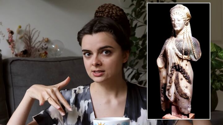 historical hairstyle tutorial how to do ancient greek roman hair, Kore statues depicting Ancient Greek hairstyles