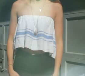 how to make a strapless crop top out of an old tablecloth, How to make a strapless crop top