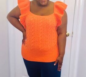 orange sweater vest 3 ways