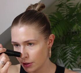 how to create a glowy bronze makeup look for spring summer, Adding contour to the bridge of the nose