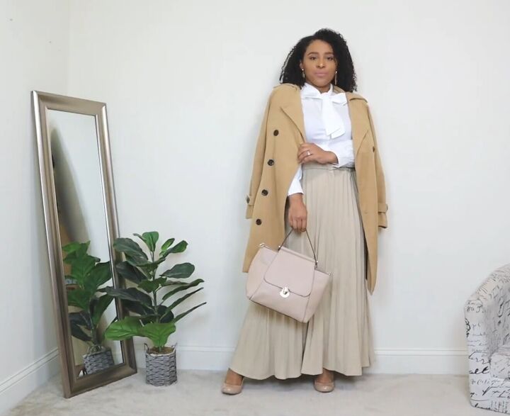 what to wear with a long pleated skirt 4 cute easy outfit ideas, Classic long pleated skirt outfit