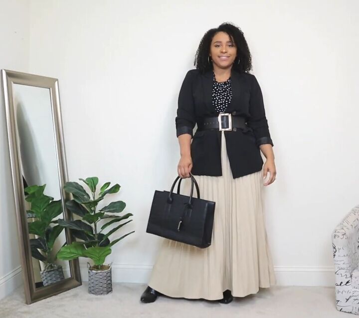 what to wear with a long pleated skirt 4 cute easy outfit ideas, How to wear a pleated skirt to work