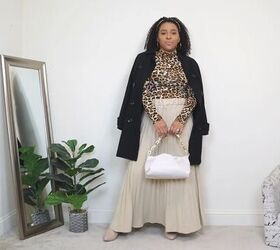 what to wear with a long pleated skirt 4 cute easy outfit ideas, Pleated skirt outfit with a leopard print top