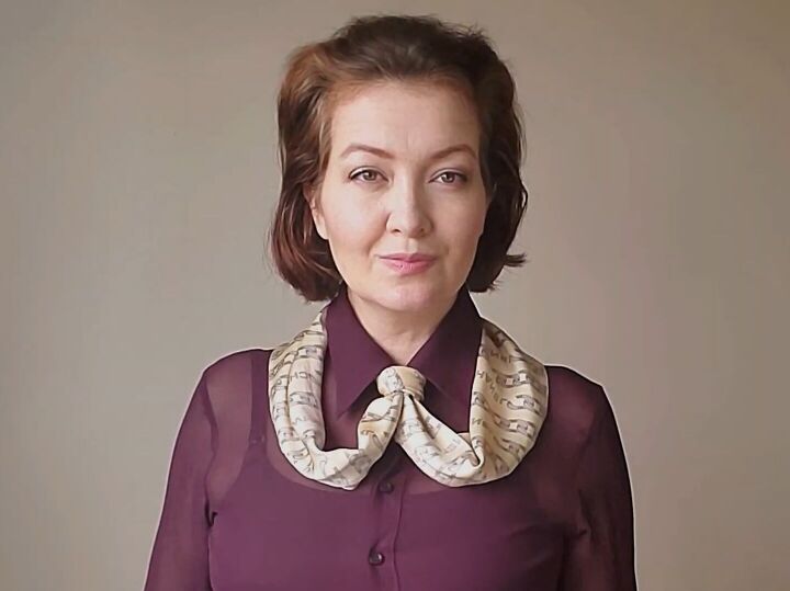 how to wear a silk scarf with a shirt 3 unique looks for the office, How to wear a silk scarf with a shirt