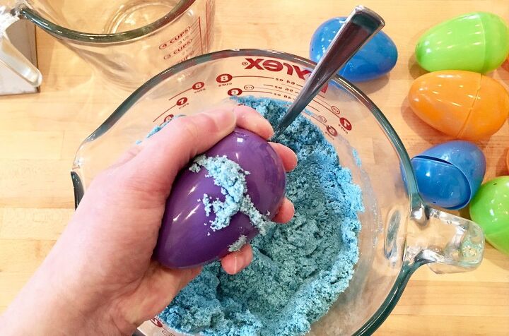 diy easter egg bath bombs with glitter a fun non candy easter treat