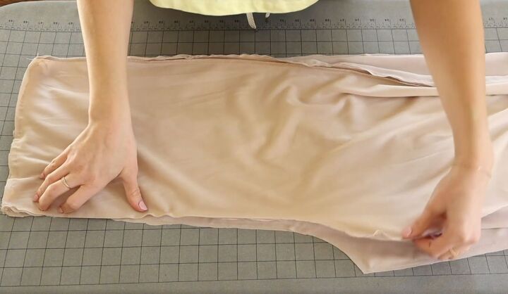 how to easily turn an old bridesmaid dress into a jumpsuit, Sewing the pants