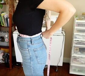 how to make a peasant crop top that s perfect for spring summer, Measuring the waist for the ties