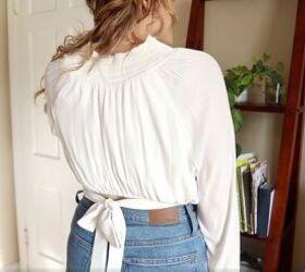how to make a peasant crop top that s perfect for spring summer, DIY peasant top from the back