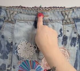 how to make a cute diy tassel skirt out of 2 dollar store rag rugs, Lining up the skirt with the center of the rugs