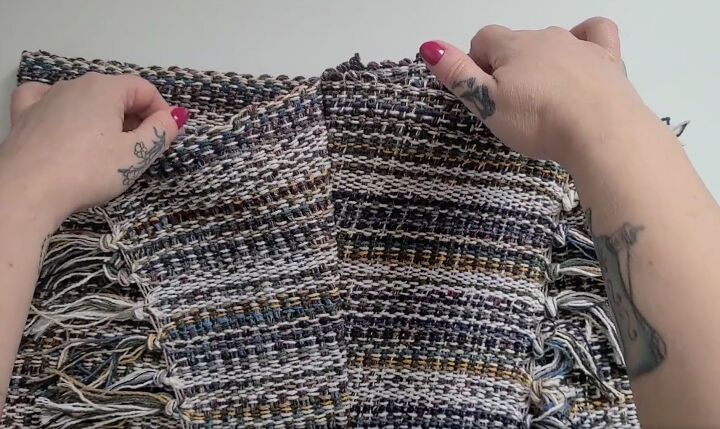 how to make a cute diy tassel skirt out of 2 dollar store rag rugs, DIY tassel skirt tutorial