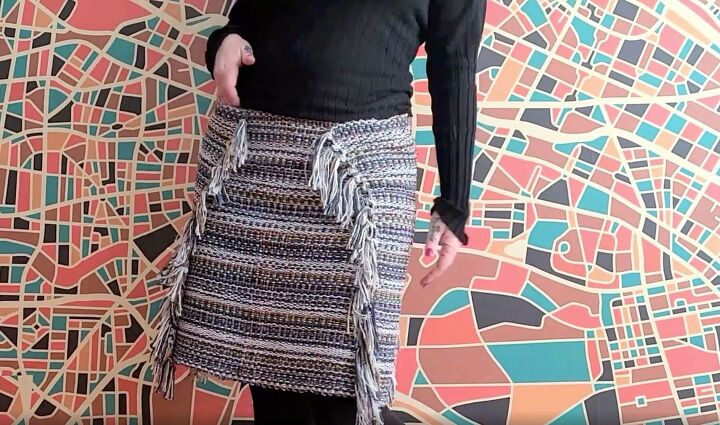 how to make a cute diy tassel skirt out of 2 dollar store rag rugs, DIY tassel skirt
