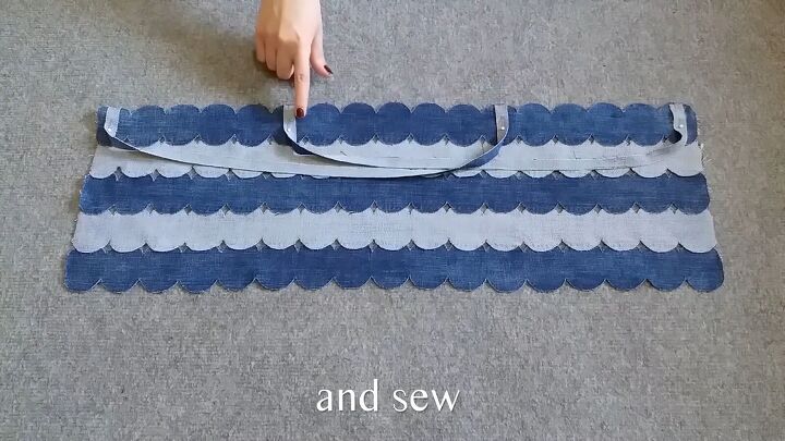 how to make a pretty diy denim top with cute scalloped details, Attaching the straps to the DIY denim top