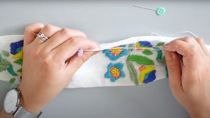 how to turn a plain headband into a cute embroidered hair piece, Turning the headband right sides out