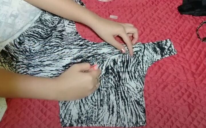 how to make a cute diy scoop back top out of an old romper, Tracing the armhole