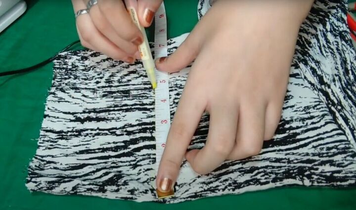 how to make a cute diy scoop back top out of an old romper, Measuring the sleeves