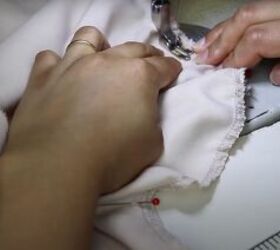 how to make your own jumpsuit from scratch pattern sewing tutorial, Sewing the sleeve to the armhole