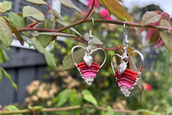 how to make raffia fan earrings, Valentine s Day Heart Earrings