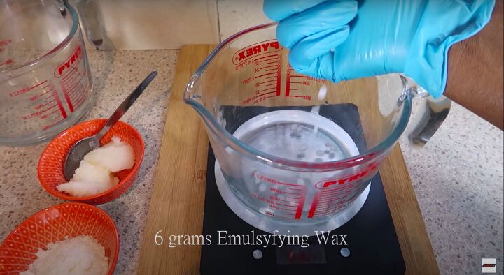 how to make hand lotion that will hydrate moisturize your hands, Adding 0 2 oz of emulsifying wax