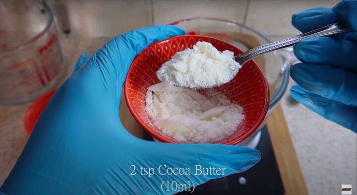 how to make hand lotion that will hydrate moisturize your hands, Adding cocoa butter