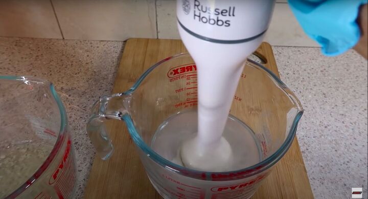 how to make hand lotion that will hydrate moisturize your hands, Mixing with a hand blender