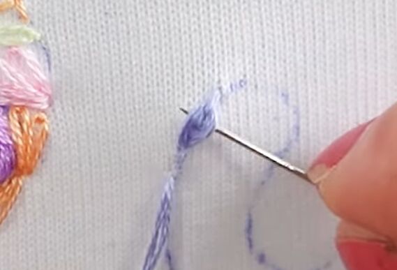 how to embroider a custom t shirt using 4 easy embroidery stitches, Adding another link to the heavy chain stitch