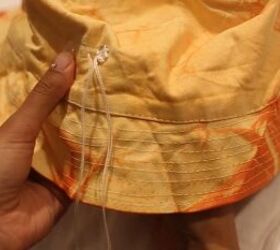 how to tie dye a bucket hat decorate it with mirror work embroidery, How to do shisha embroidery