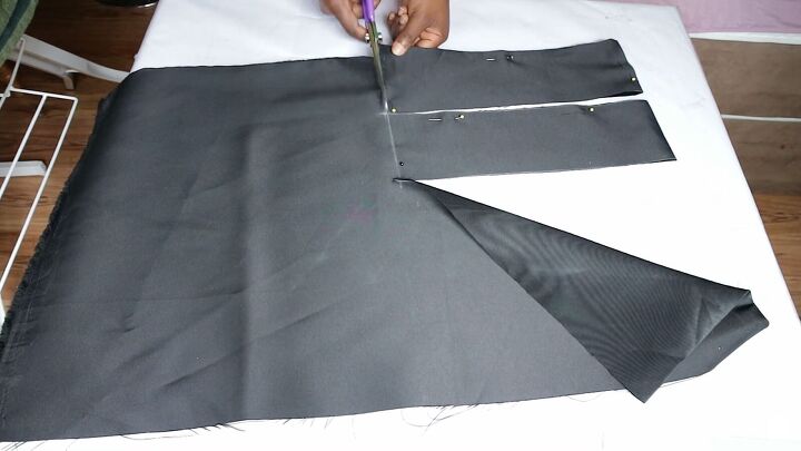 how to make an obi style belt quickly easily at home, Cutting out the obi belt pattern in fabric