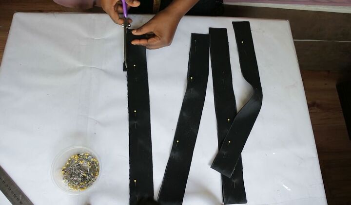 how to make an obi style belt quickly easily at home, Measuring and cutting the belt straps