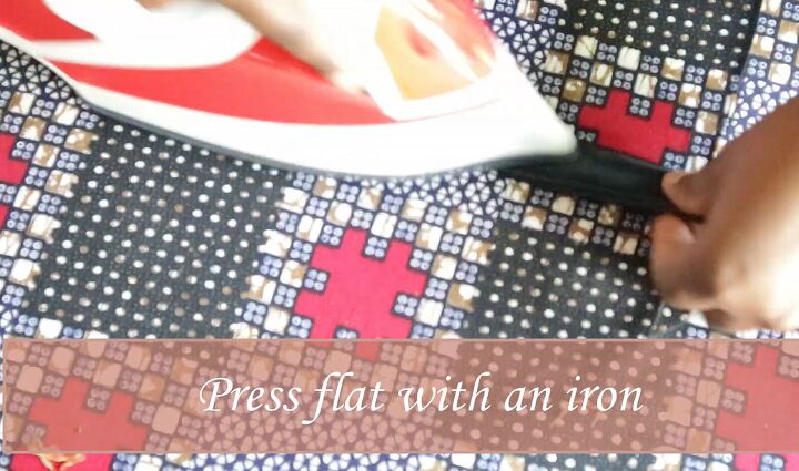 how to make an obi style belt quickly easily at home, Pressing the DIY obi belt with an iron