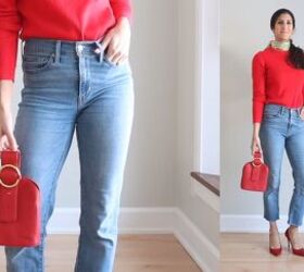 what to wear with straight leg jeans 24 cute outfits for any season, Red and blue straight jeans outfit ideas
