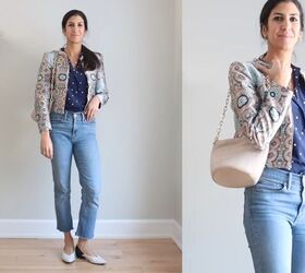 what to wear with straight leg jeans 24 cute outfits for any season, How to style straight leg jeans with mixed prints