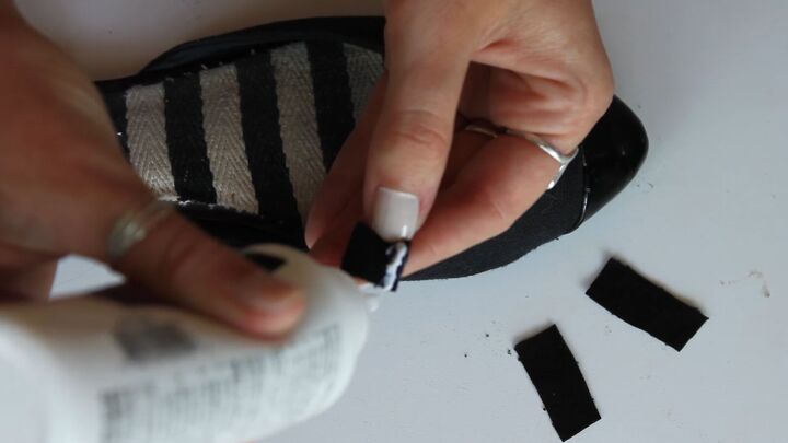 how to easily make diy lace up ballet flats at home in 4 simple steps, Gluing the loops together