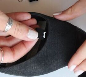 how to easily make diy lace up ballet flats at home in 4 simple steps, Gluing loops for the DIY lace up shoes