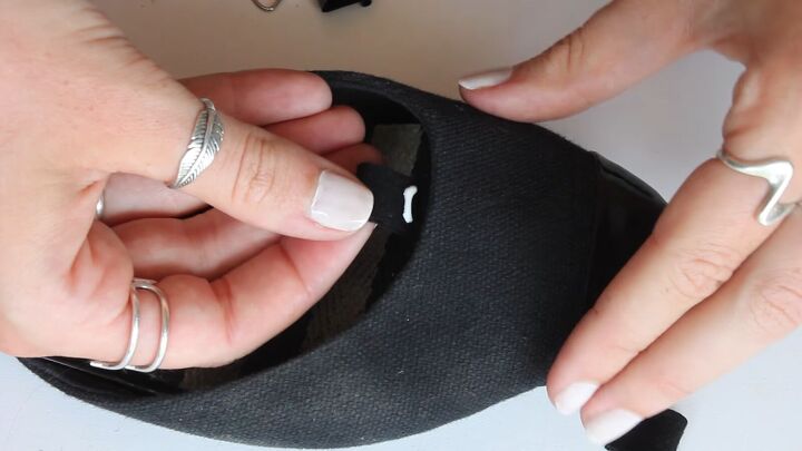 how to easily make diy lace up ballet flats at home in 4 simple steps, Gluing loops for the DIY lace up shoes