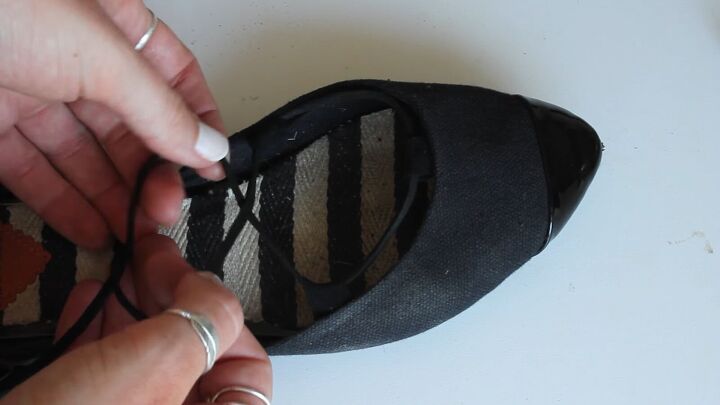 how to easily make diy lace up ballet flats at home in 4 simple steps, How to add laces to ballet flats