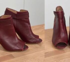 how to paint boots make diy shoe clips 2 ways to upgrade your shoes, Burgundy booties before the DIY