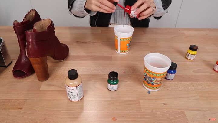 how to paint boots make diy shoe clips 2 ways to upgrade your shoes, Mixing the right paint color for the boots
